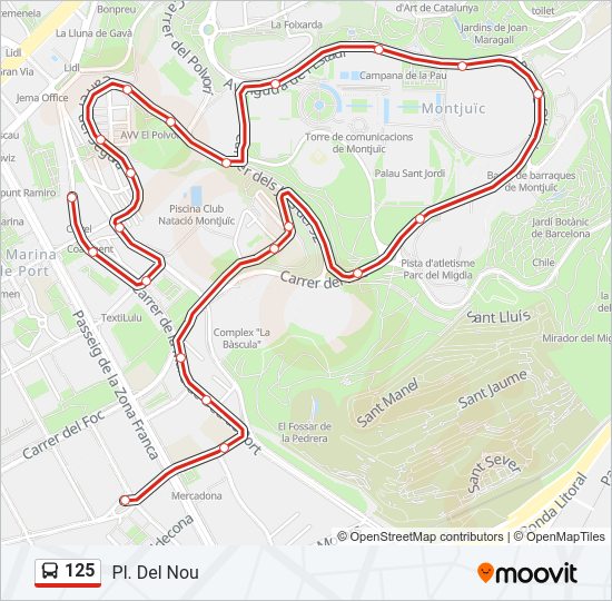 Mapa de 125 de autobús