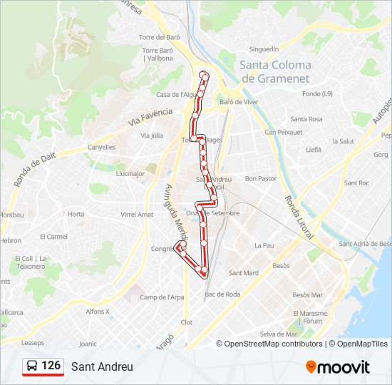 Mapa de 126 de autobús