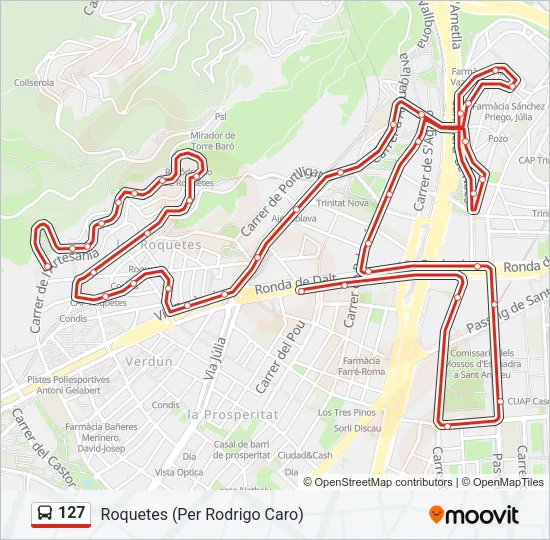 127 bus Mapa de línia