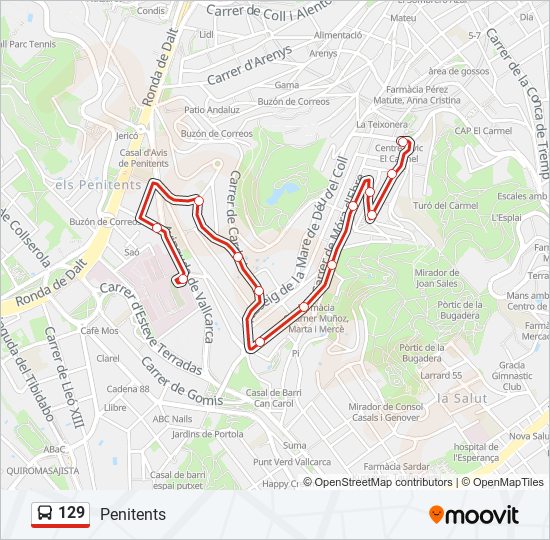 Mapa de 129 de autobús