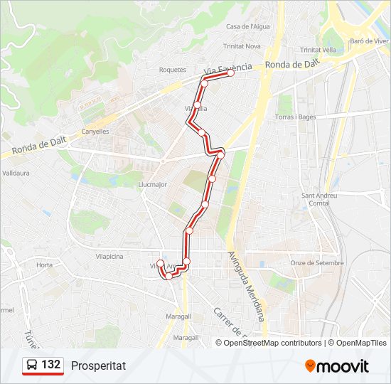 Mapa de 132 de autobús