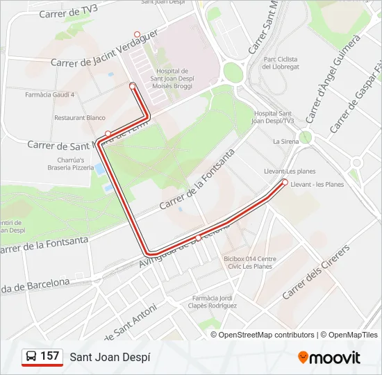 157 Bus Line Map