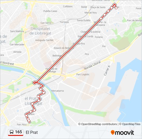 165 bus Mapa de línia