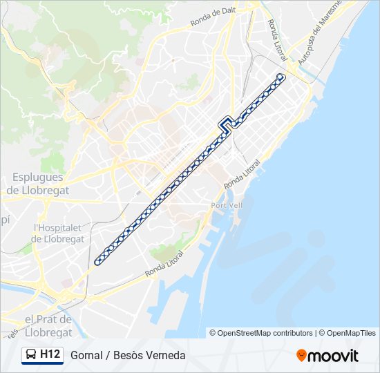 H12 bus Line Map