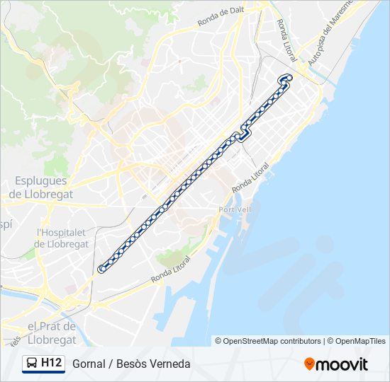 H12 bus Line Map