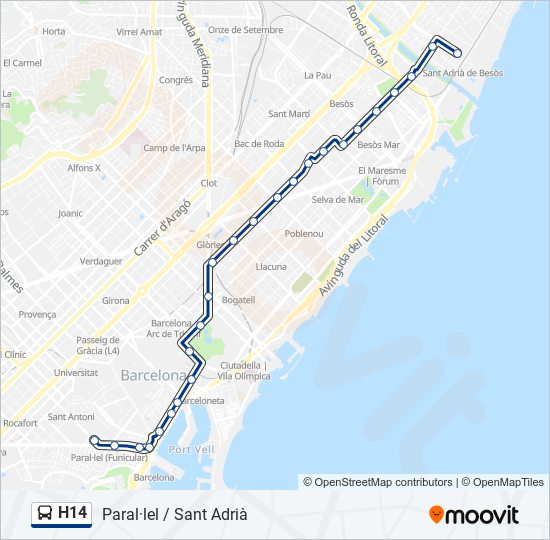 Línea H14: Horarios, Paradas Y Mapas - Paral·Lel (Actualizado)