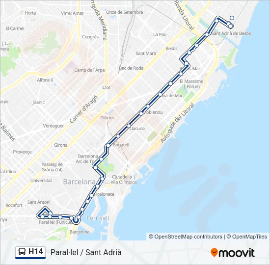 H14 Bus Line Map