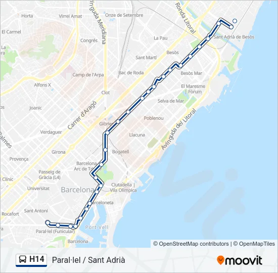 H14 Bus Line Map