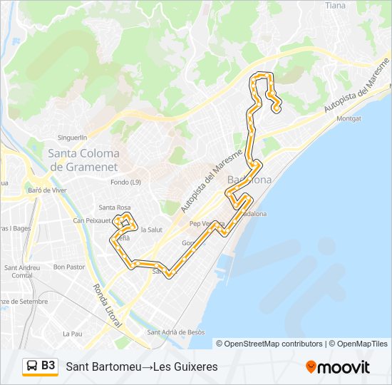 Mapa de B3 de autobús