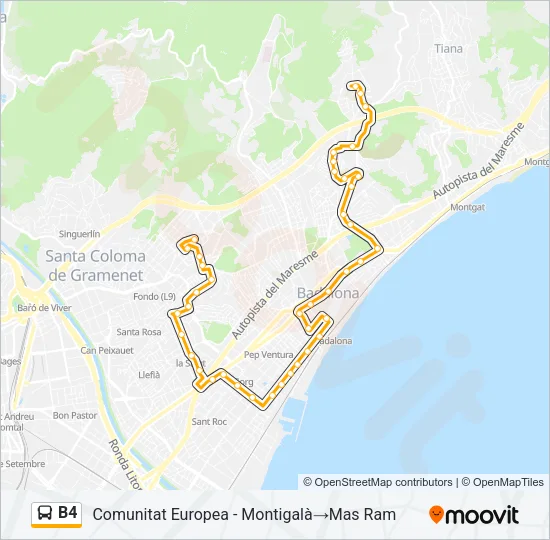 B4 bus Mapa de línia