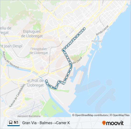 N1 Bus Line Map