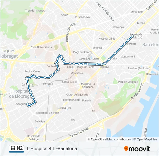 N2 Bus Line Map