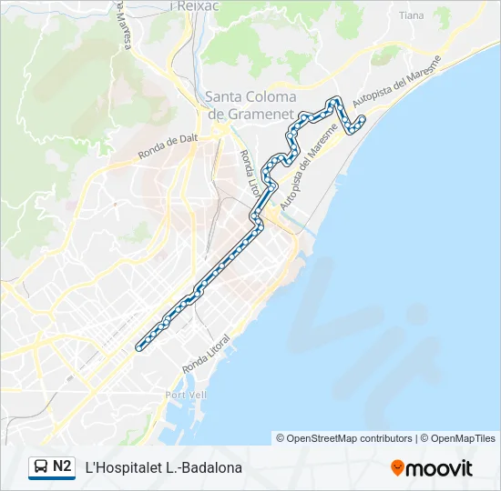 N2 Bus Line Map