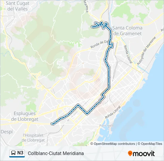 N3 Bus Line Map