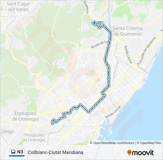 N3 Bus Line Map