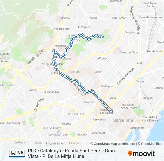 N5 Bus Line Map