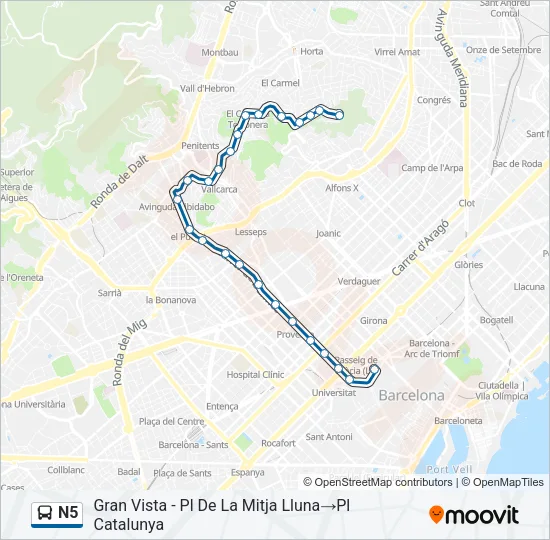 N5 Bus Line Map