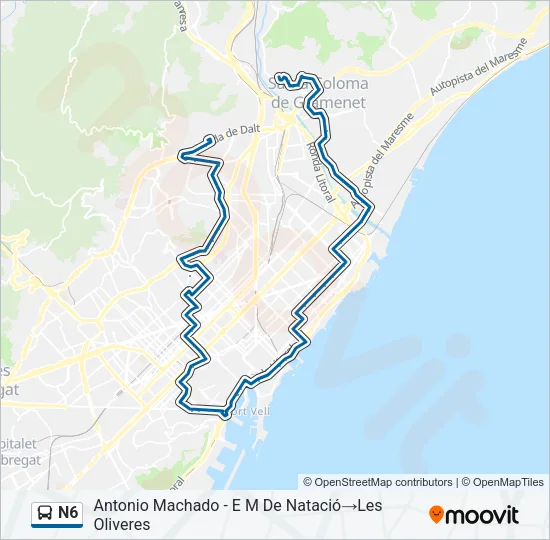 N6 Bus Line Map