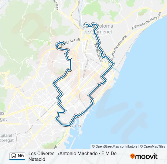 N6 Bus Line Map