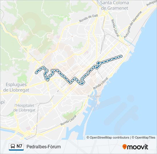 Mapa de N7 de autobús