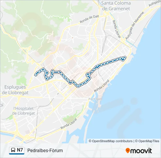 N7 Bus Line Map