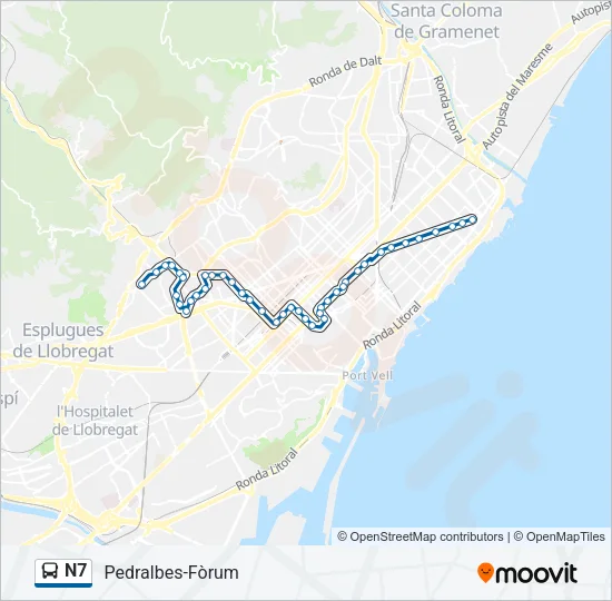 N7 Bus Line Map