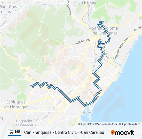 N8 Bus Line Map