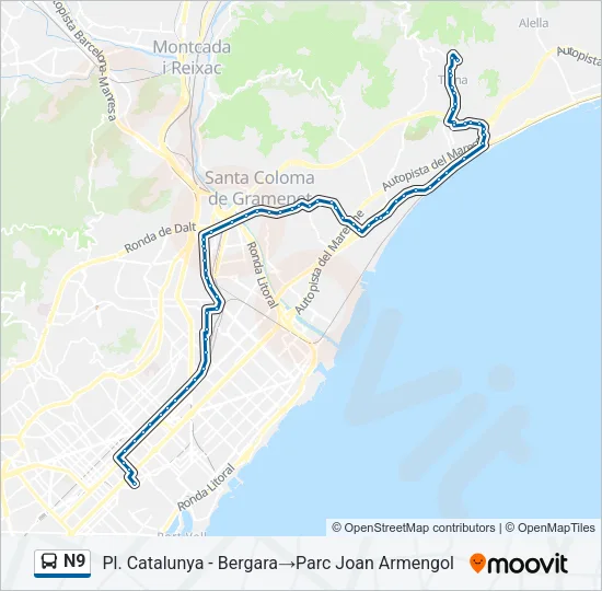 N9 Bus Line Map