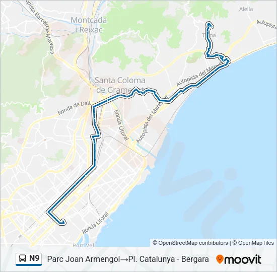 N9 Bus Line Map