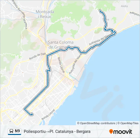 N9 Bus Line Map