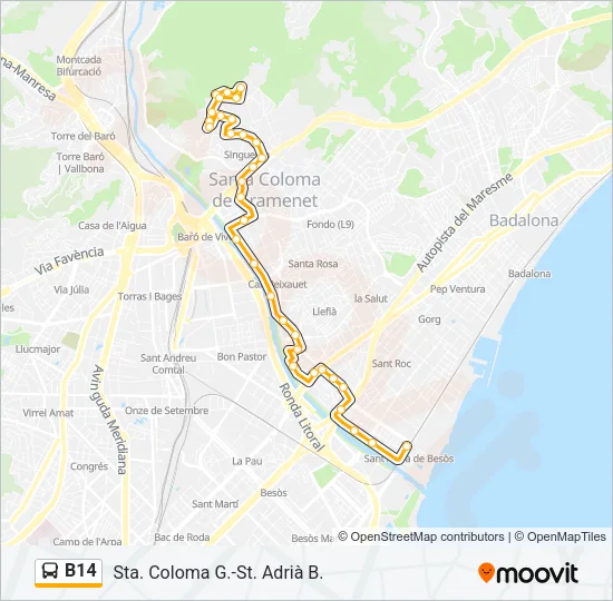 B14 Bus Line Map