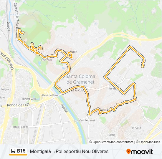 B15 bus Line Map