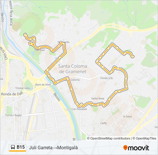 B15 bus Line Map