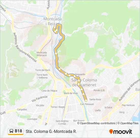 B18 Bus Line Map