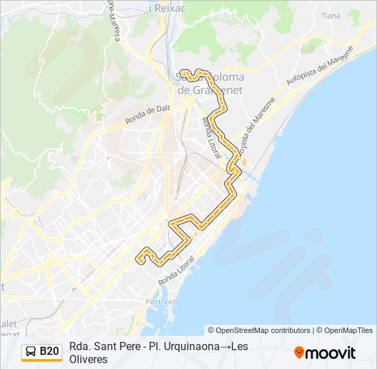 Mapa de B20 de autobús