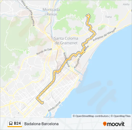 B24 bus Mapa de línia