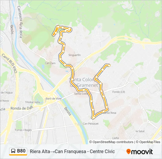B80 Bus Line Map