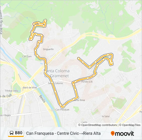 B80 Bus Line Map