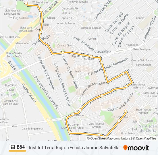 B84 bus Line Map