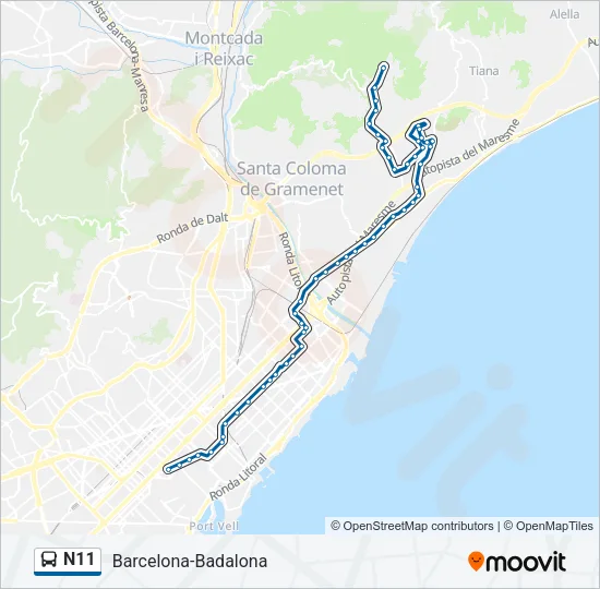 N11 Bus Line Map