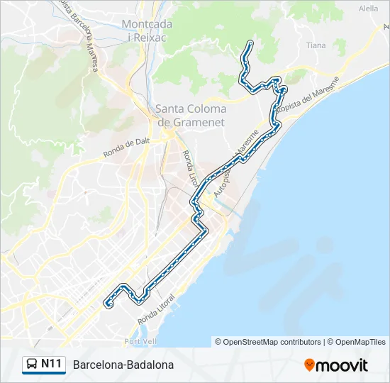 N11 Bus Line Map