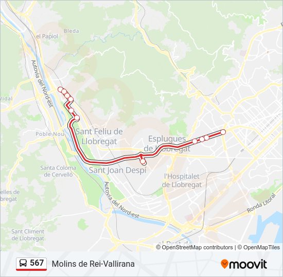 Mapa de 567 de autobús