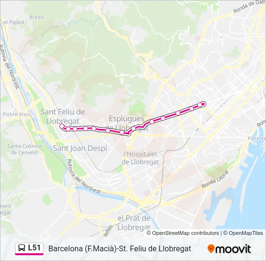 L51 Bus Line Map