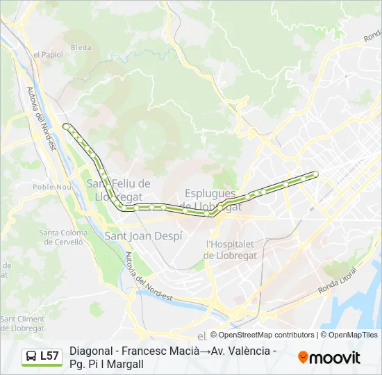 L57 Bus Line Map