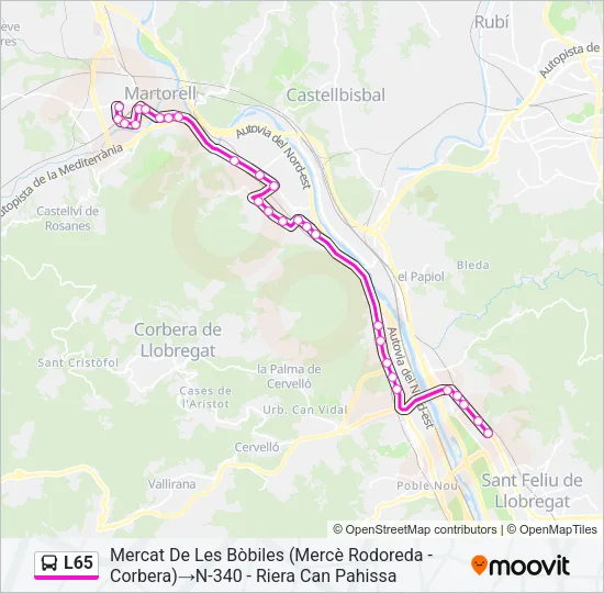 L65 Bus Line Map