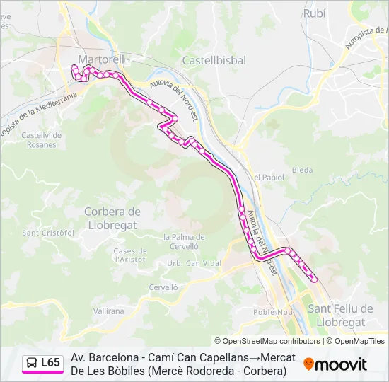 L65 Bus Line Map