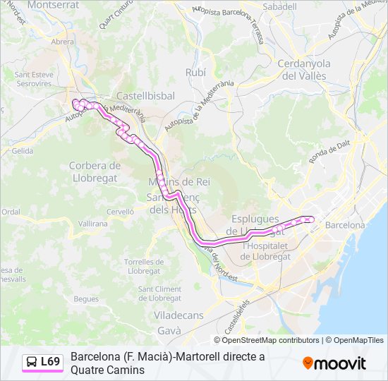 Mapa de L69 de autobús