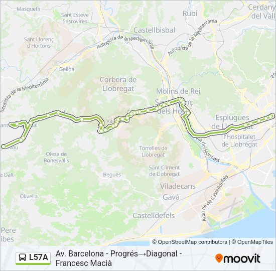 L57A Bus Line Map