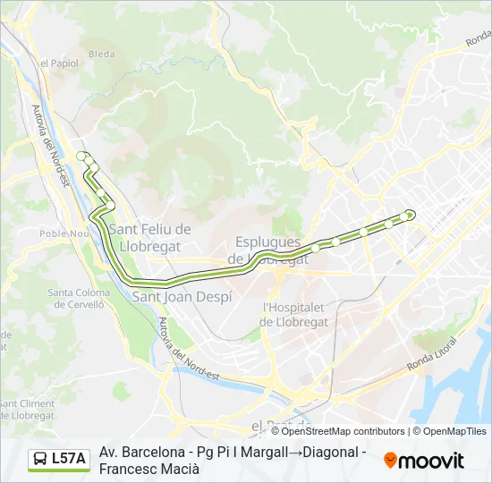 L57A bus Mapa de línia