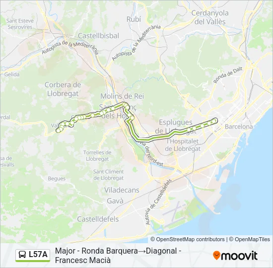 L57A Bus Line Map